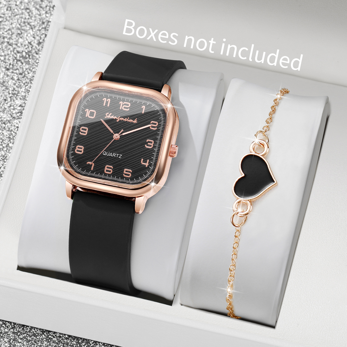 2PCS/Set Fashion Square Women  – Silicone Band Women recenzja i cena