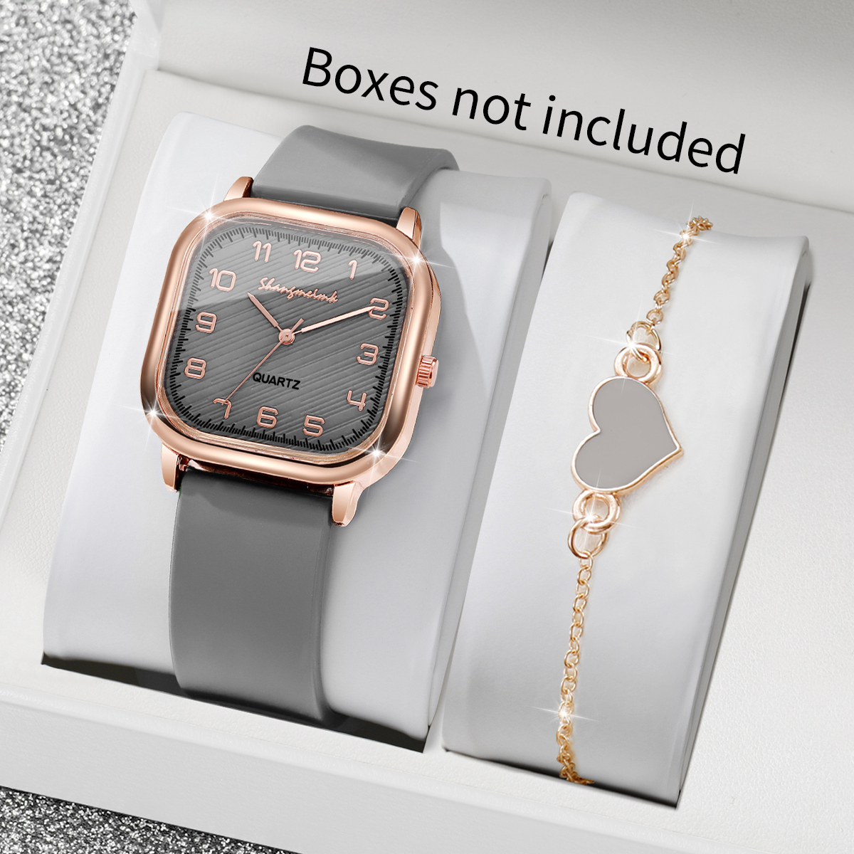 2PCS/Set Fashion Square Women  – Silicone Band Women recenzja i cena