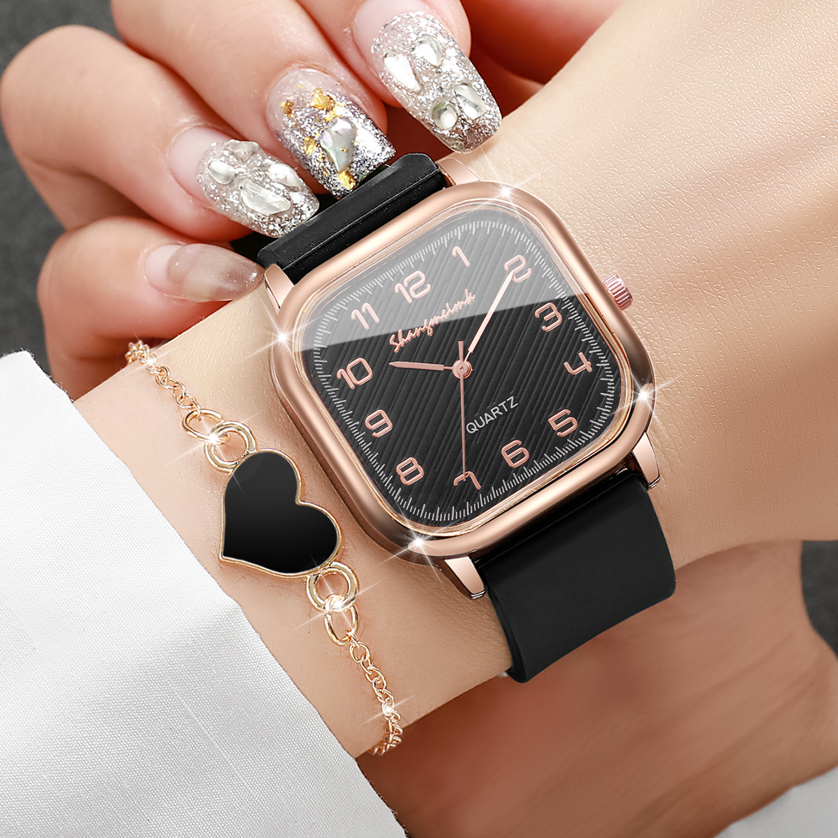 2PCS/Set Fashion Square Women  – Silicone Band Women recenzja i cena