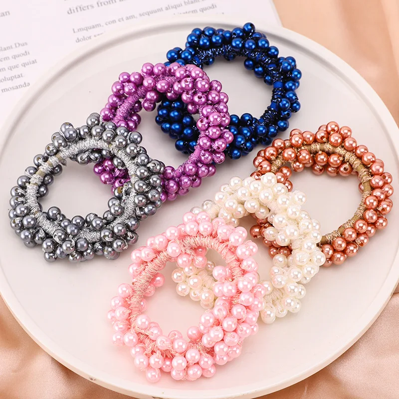 Woman Elegant Pearl Hair Ties  – Silicone Band Women recenzja i cena