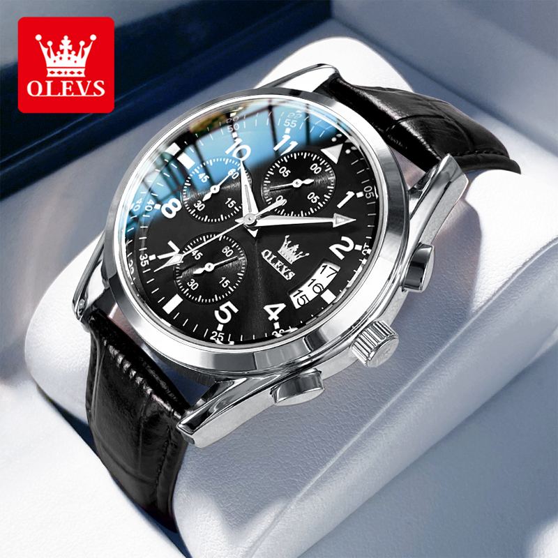 OLEVS Quartz Watch for Men Ori – Leather Watch Band Men recenzja i cena