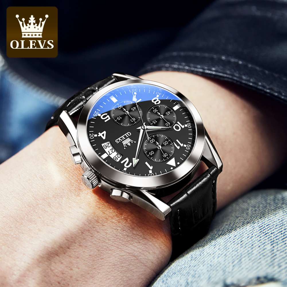 OLEVS Quartz Watch for Men Ori – Leather Watch Band Men recenzja i cena