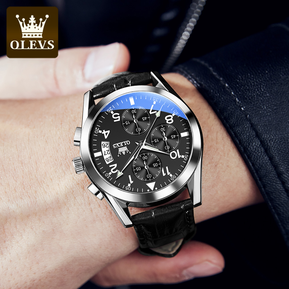 OLEVS Quartz Watch for Men Ori – Leather Watch Band Men recenzja i cena