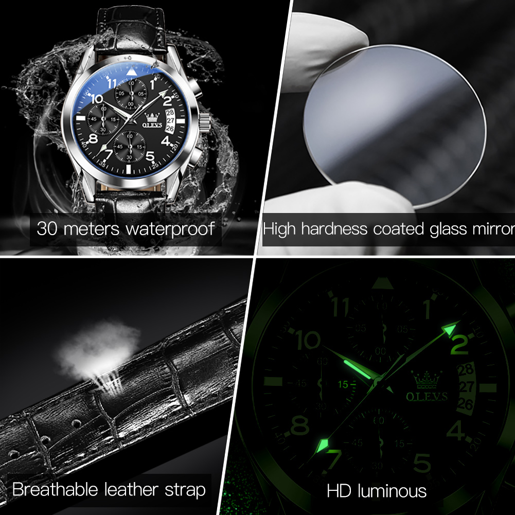 OLEVS Quartz Watch for Men Ori – Leather Watch Band Men recenzja i cena