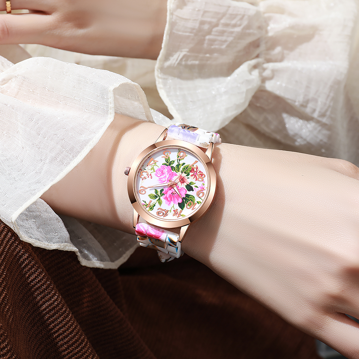2/3/4/5PCS Fashion Flowers Pri – Silicone Band Women recenzja i cena