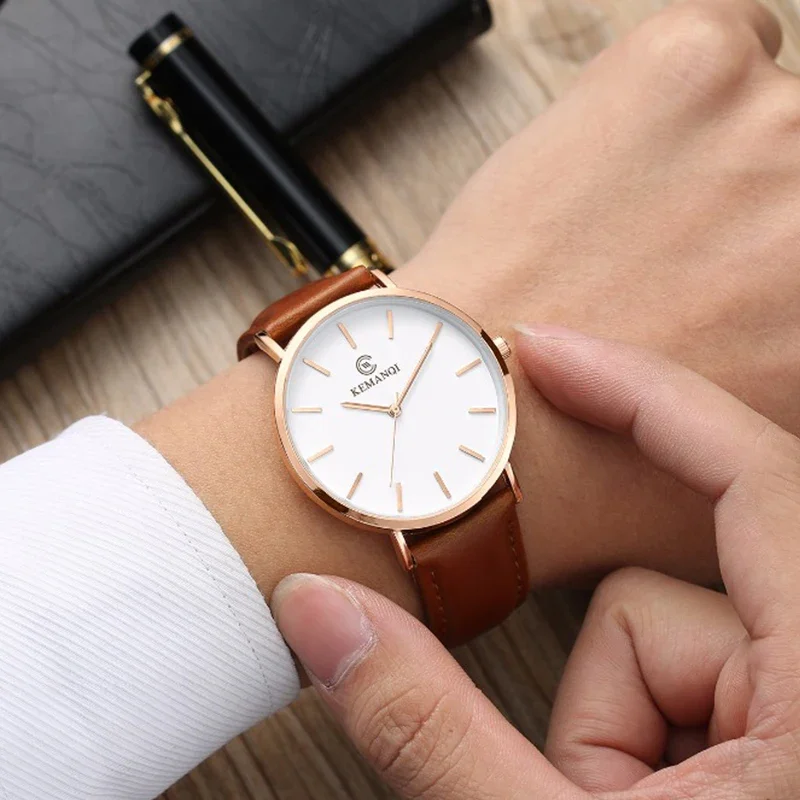 Fashion Ultra Thin Men's Quart – Leather Watch Band Men recenzja i cena