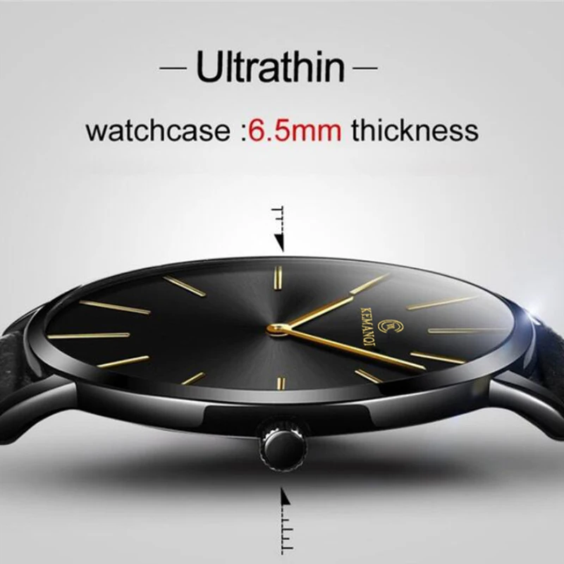Fashion Ultra Thin Men's Quart – Leather Watch Band Men recenzja i cena
