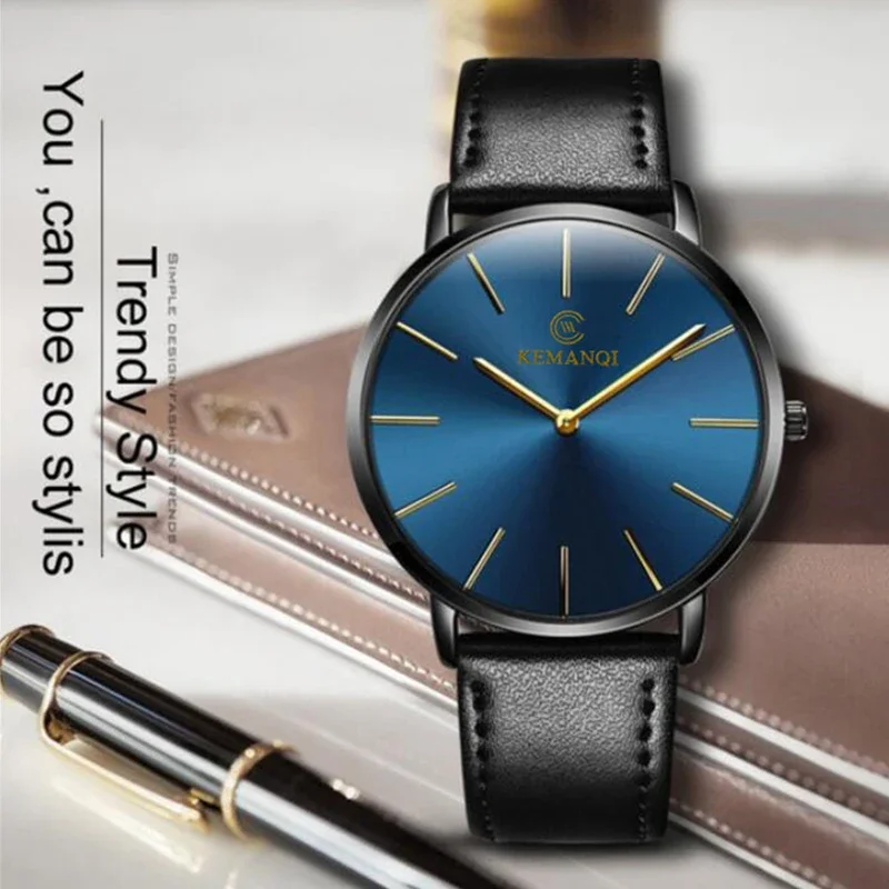 Fashion Ultra Thin Men's Quart – Leather Watch Band Men recenzja i cena
