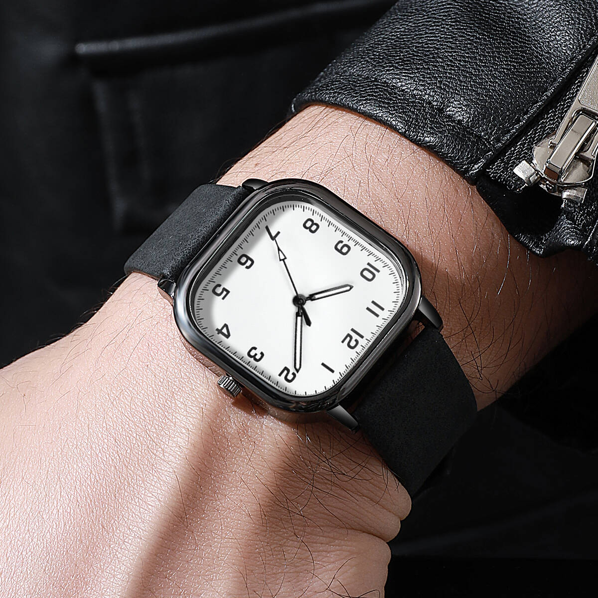 Fashion Square Men Watches Sim – Leather Watch Band Men recenzja i cena