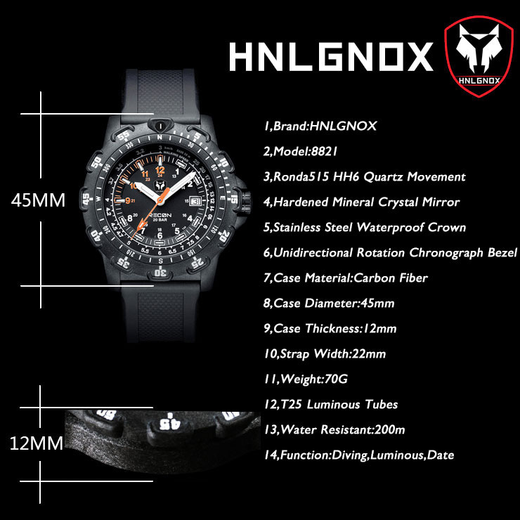 Hnlgnox Mens Pilot Watches Spo – Rubber Strap Diver recenzja i cena