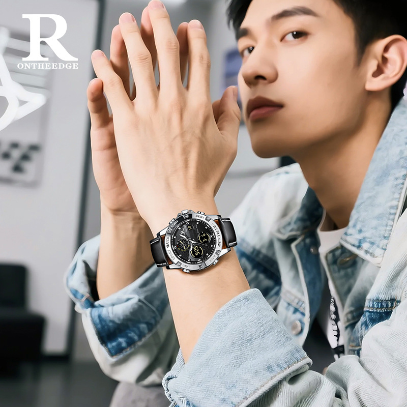 Fashion Men’s Big Face Quartz  – Leather Watch Band Men recenzja i cena