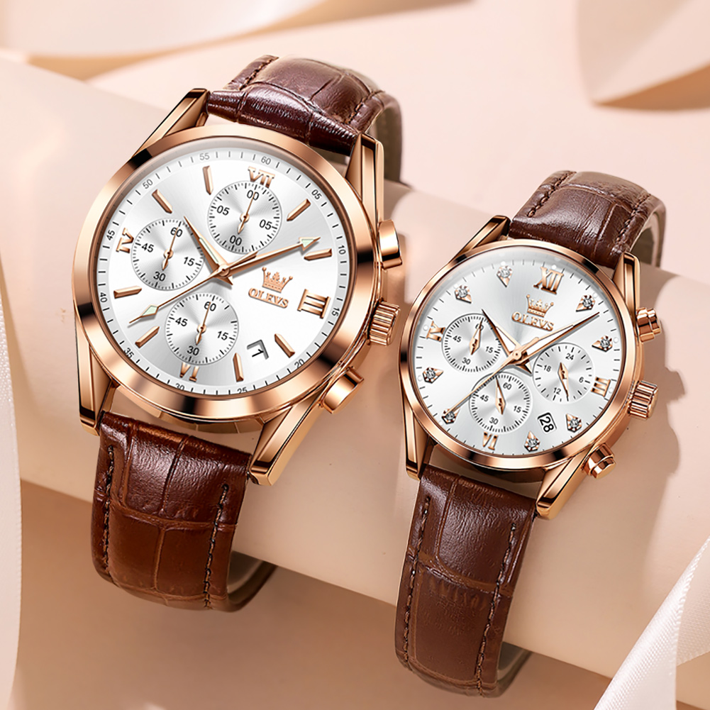 OLEVS Couple Watch for Men Wom – Leather Watch Band Men recenzja i cena