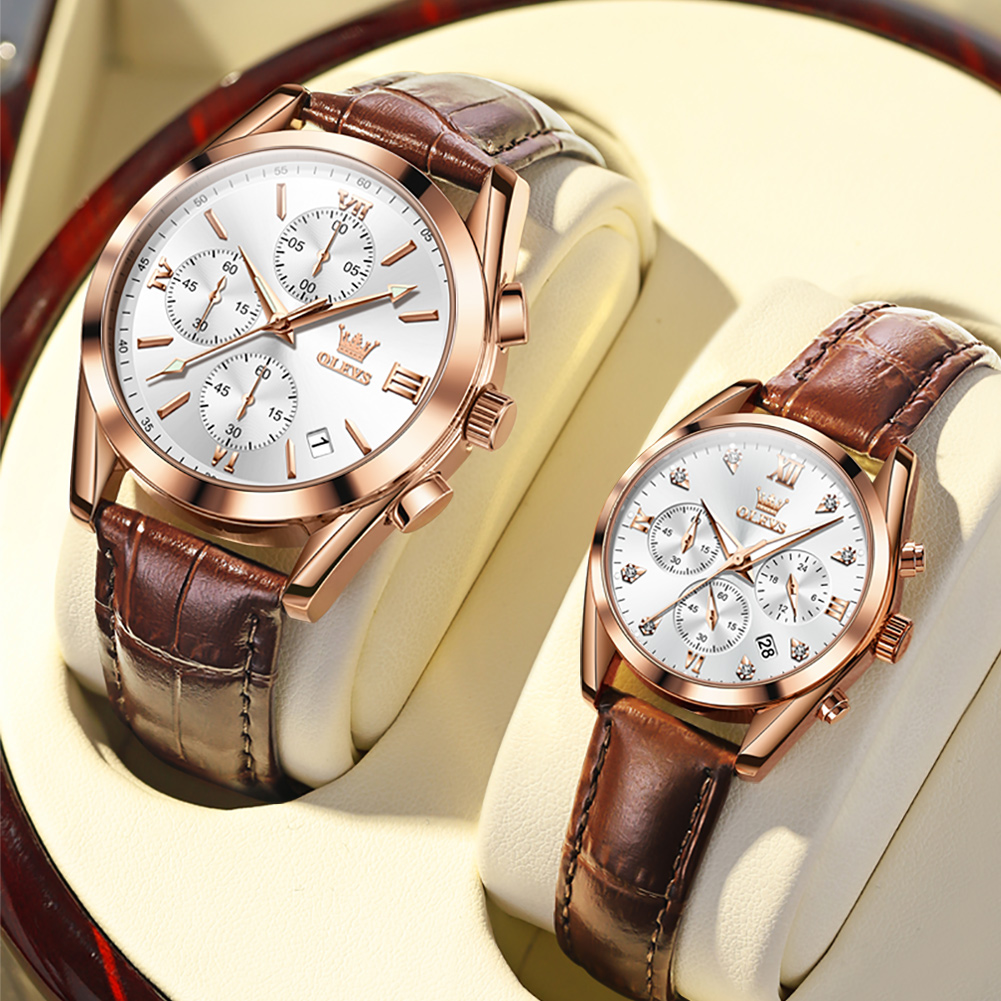 OLEVS Couple Watch for Men Wom – Leather Watch Band Men recenzja i cena