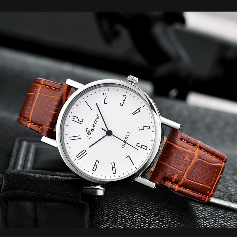 Men's Watch Fashion Arabic Qua – Leather Watch Band Men recenzja i cena