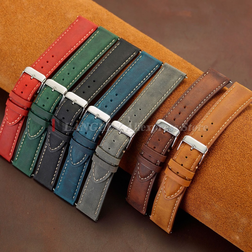 Vintage Watch Strap 14mm 16mm  – Leather Strap Quick Release recenzja i cena