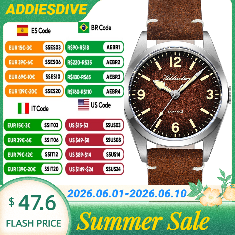 ADDIESDIVE Japan 2035 Super Lu – Suede Strap Watch recenzja i cena
