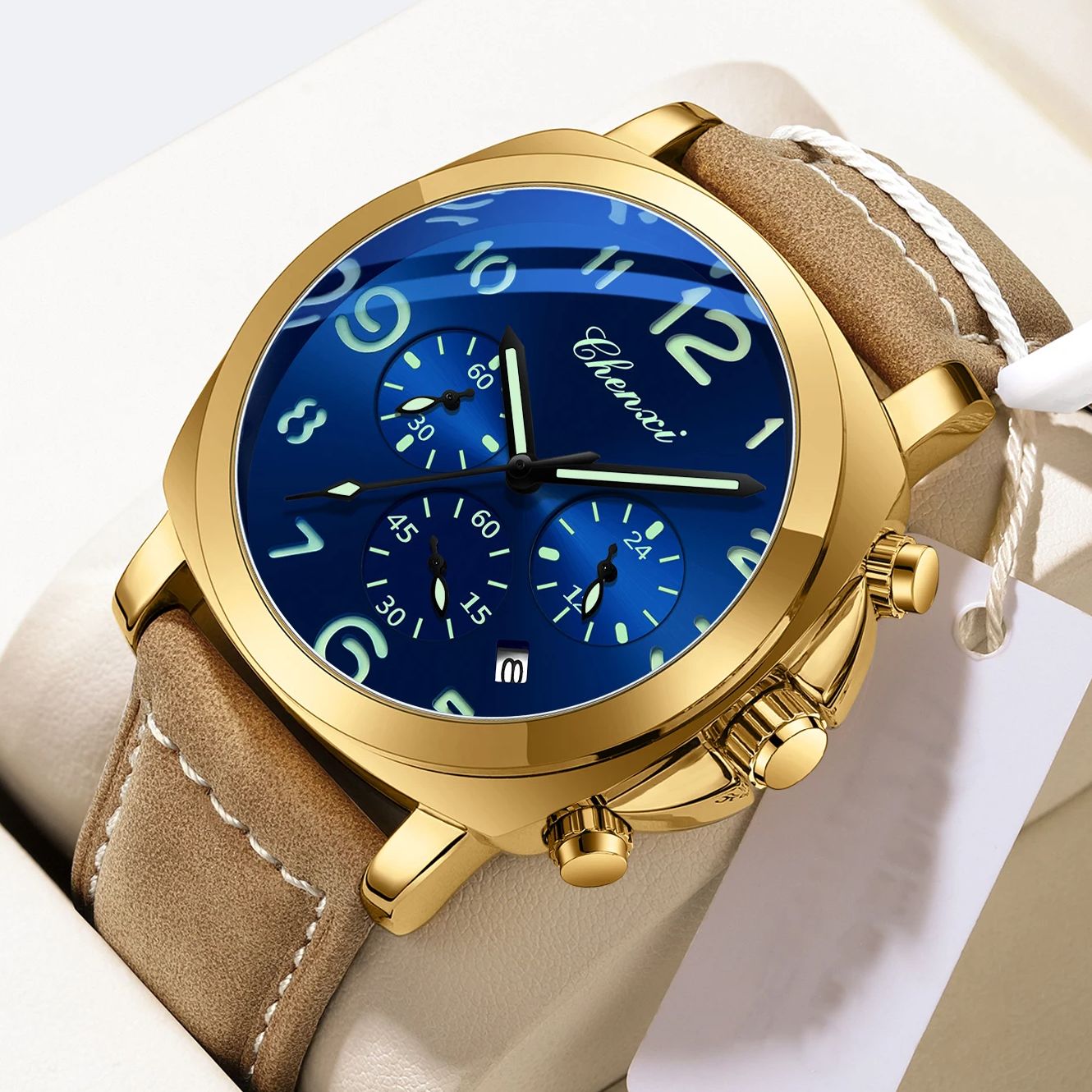 CHENXI Men Watch Multifunction – Leather Watch Band Men recenzja i cena