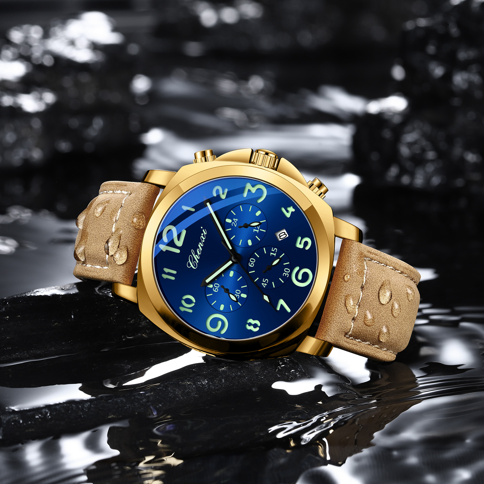 CHENXI Men Watch Multifunction – Leather Watch Band Men recenzja i cena
