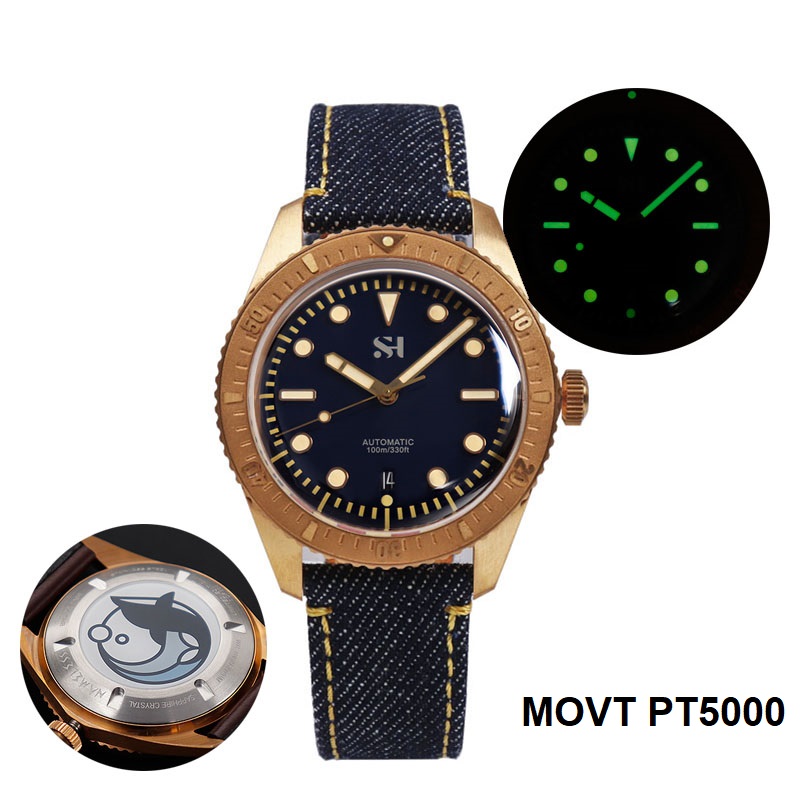 42mm Bronze Mens Watch Mechani – Canvas Strap Watch recenzja i cena