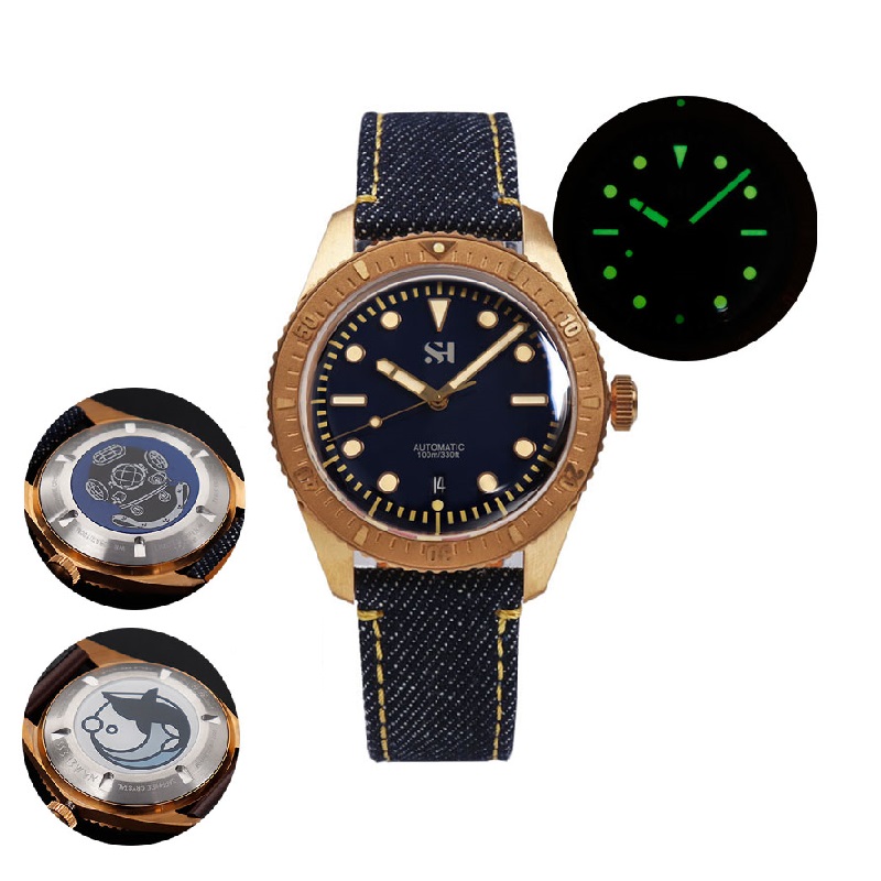 42mm Bronze Mens Watch Mechani – Canvas Strap Watch recenzja i cena