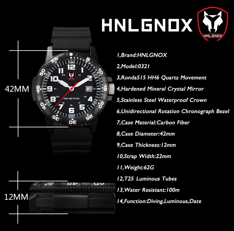 Hnlgnox Mens Pilot Watches Spo – Rubber Strap Diver recenzja i cena