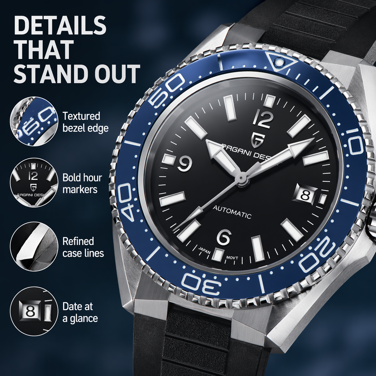 Pagani Design New Men's Mechan – Rubber Strap Diver recenzja i cena