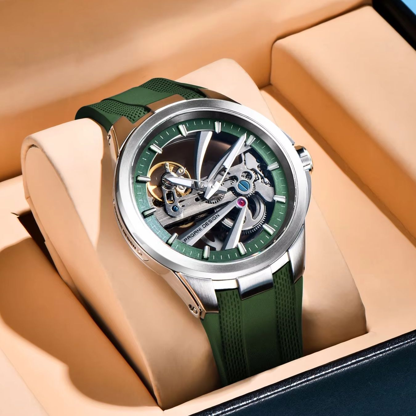 Green Skeleton PAGANI DESIGN P – Rubber Strap Diver recenzja i cena