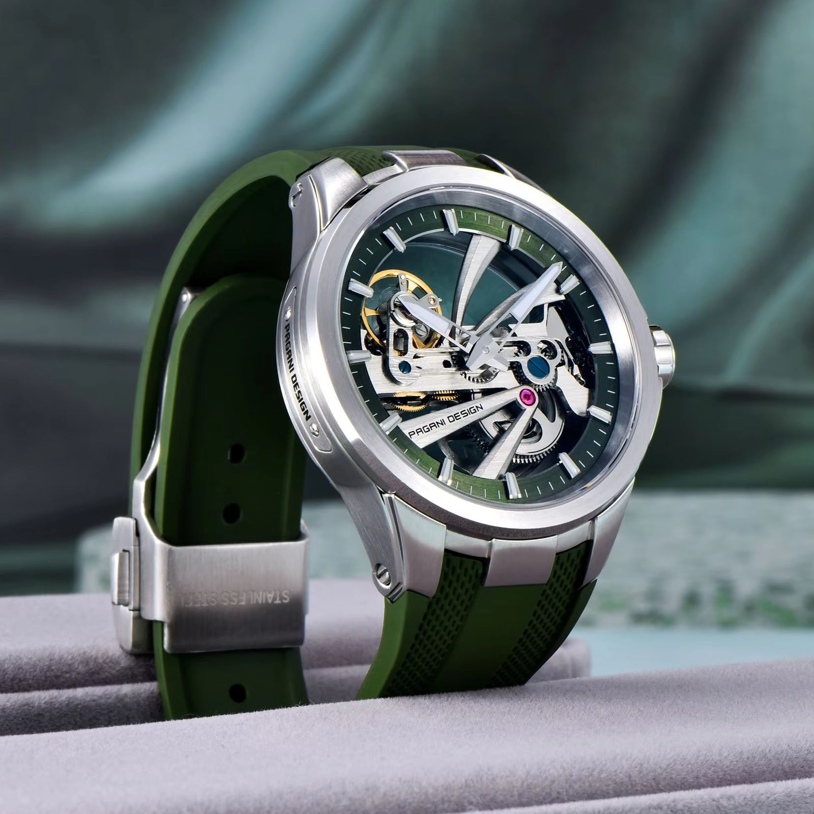 Green Skeleton PAGANI DESIGN P – Rubber Strap Diver recenzja i cena