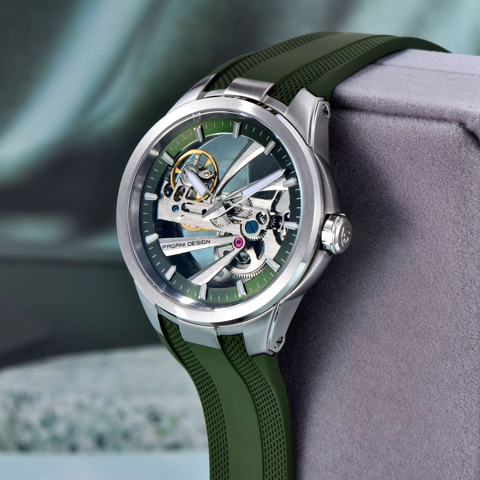 Green Skeleton PAGANI DESIGN P – Rubber Strap Diver recenzja i cena