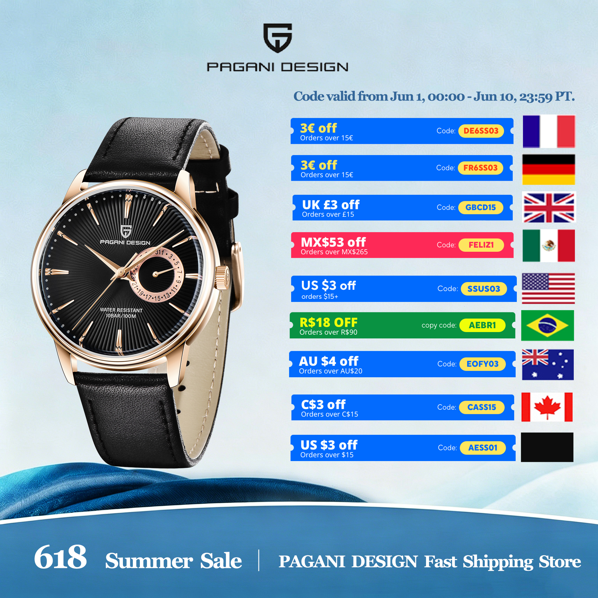 PAGANI DESIGN 2026 Best-Sellin – Leather Watch Band Men recenzja i cena