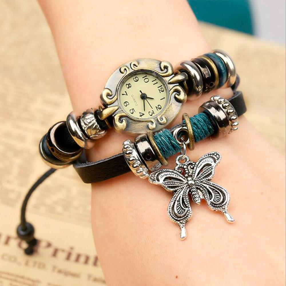 Handmade Butterfly Beads Brace – Leather Watch Band Men recenzja i cena