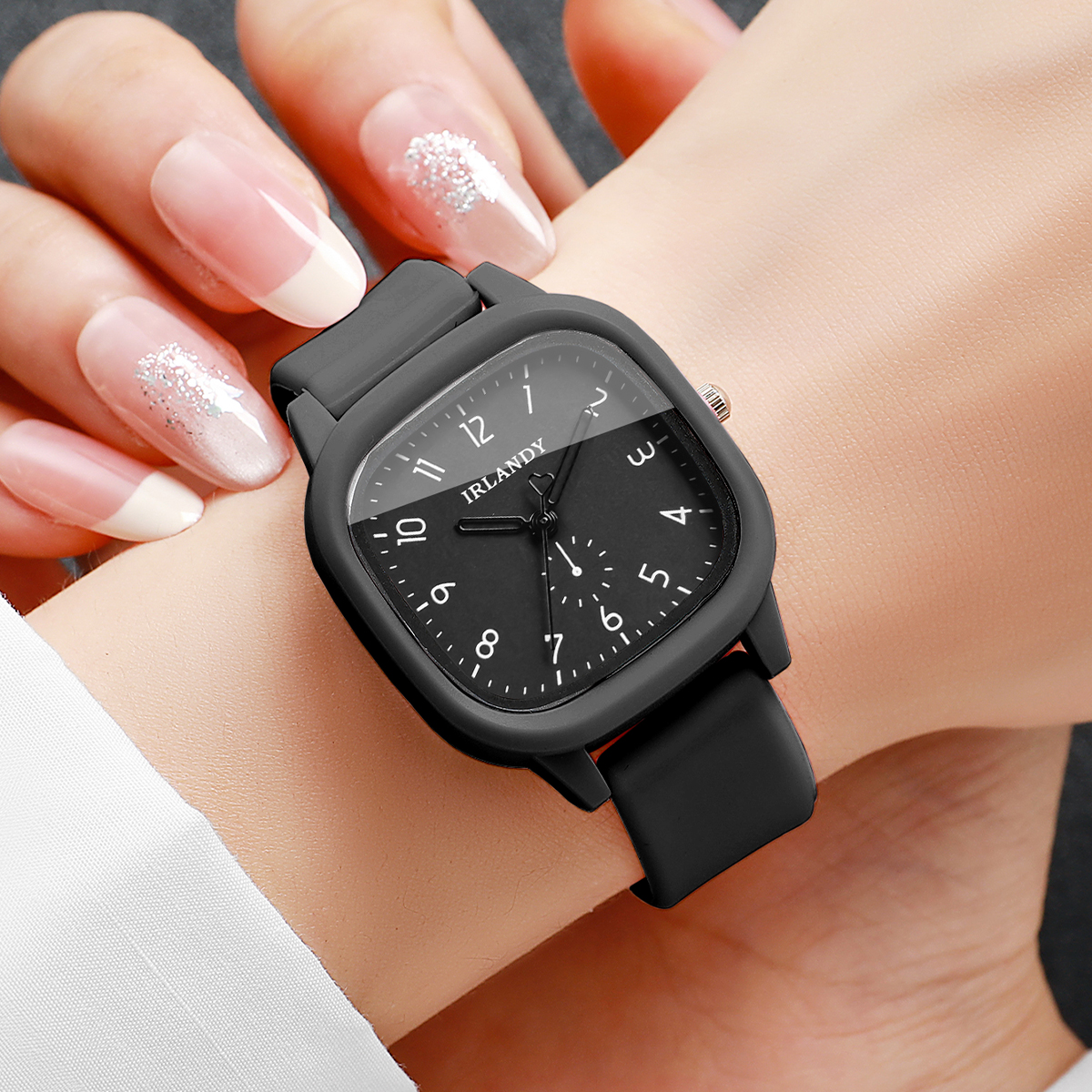 2PCS Fashion Square Arabic Dia – Silicone Band Women recenzja i cena