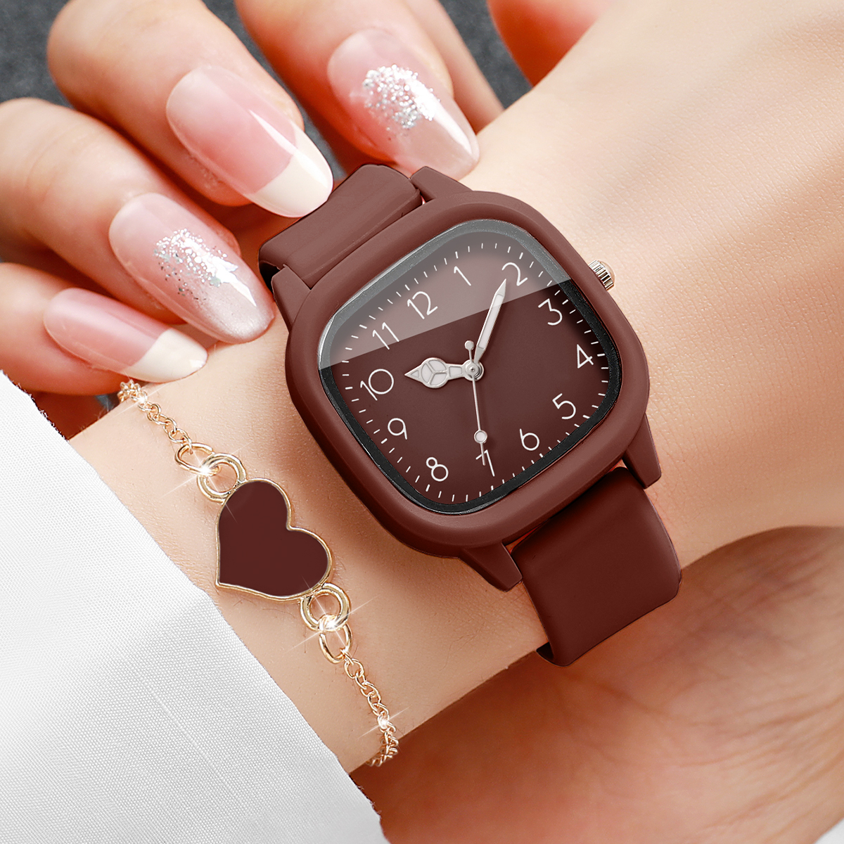 5PCS Fashion Women Watches Hea – Silicone Band Women recenzja i cena