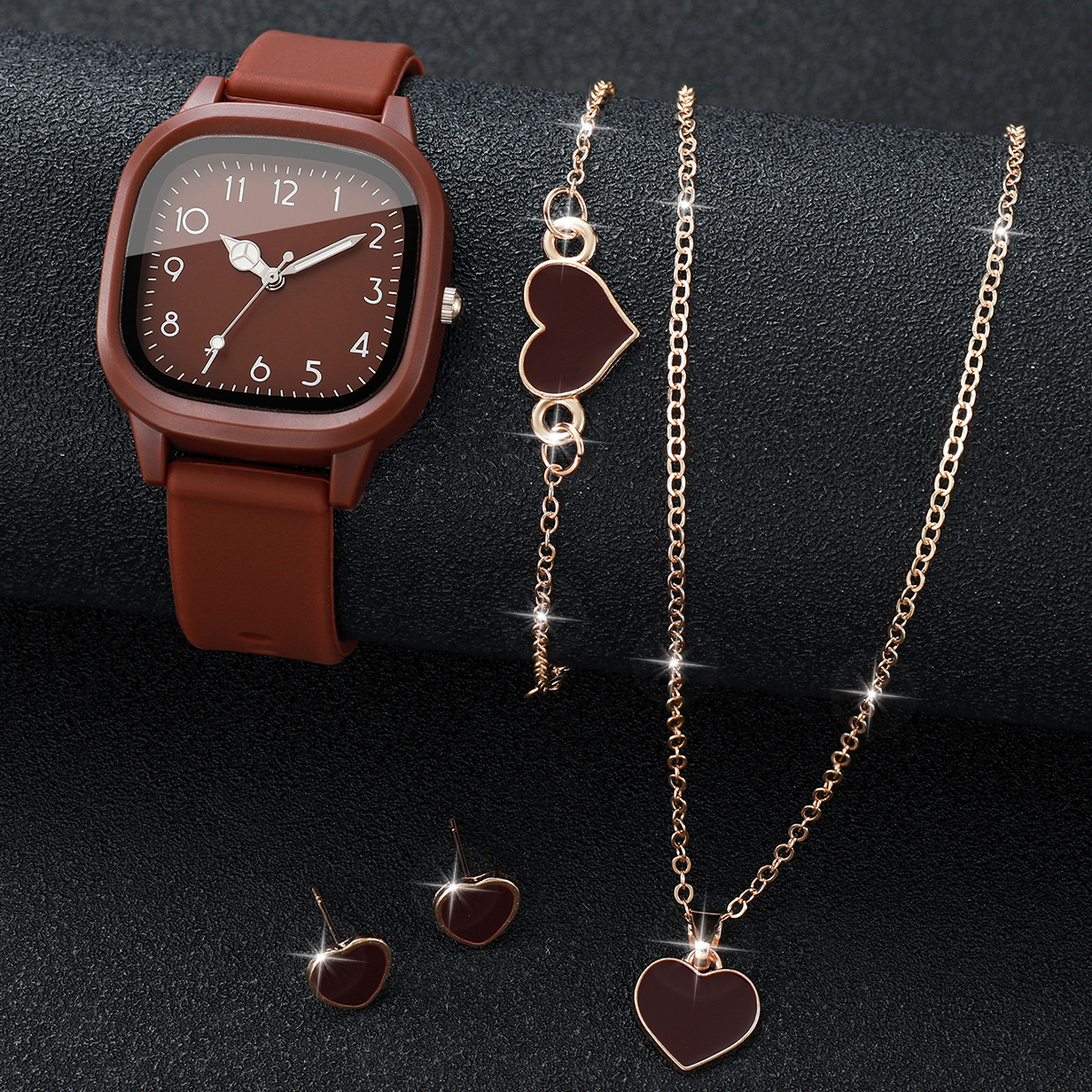 5PCS Fashion Women Watches Hea – Silicone Band Women recenzja i cena