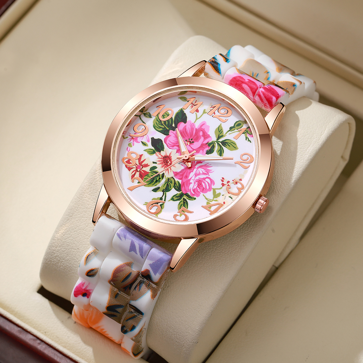 Fashion Flowers Printed Women  – Silicone Band Women recenzja i cena