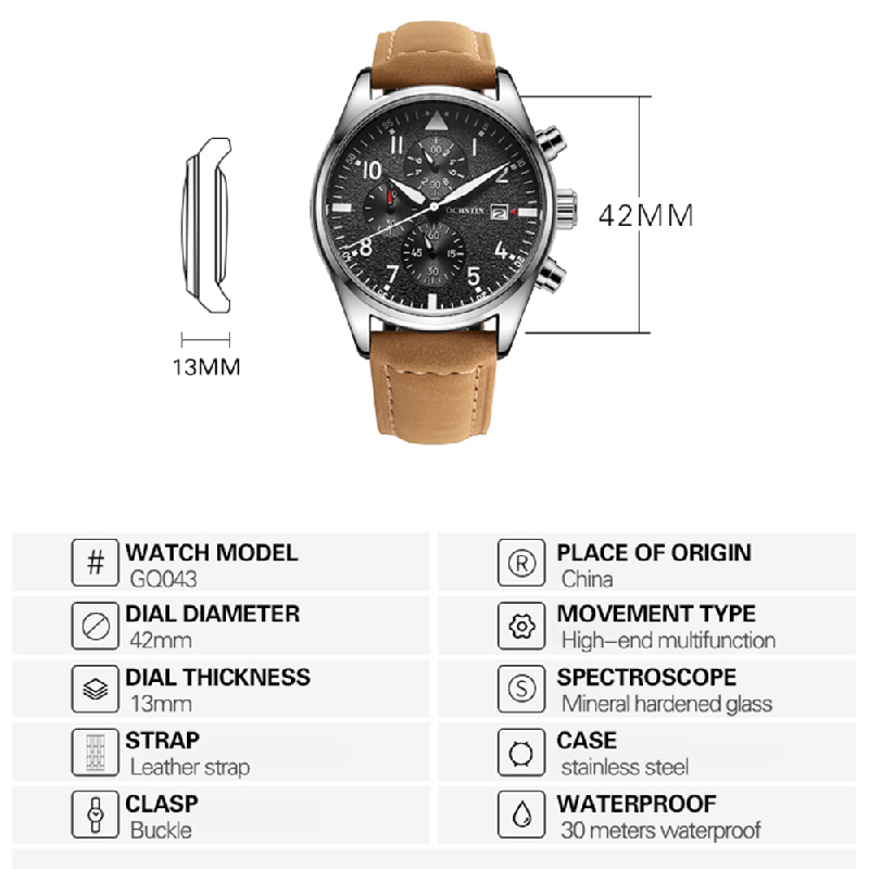 OCHSTIN Original Men Chronogra – Leather Watch Band Men recenzja i cena