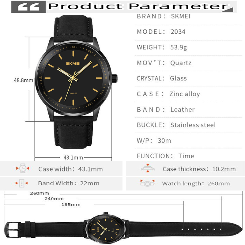 Skmei Original Brand Quartz Wa – Leather Watch Band Men recenzja i cena